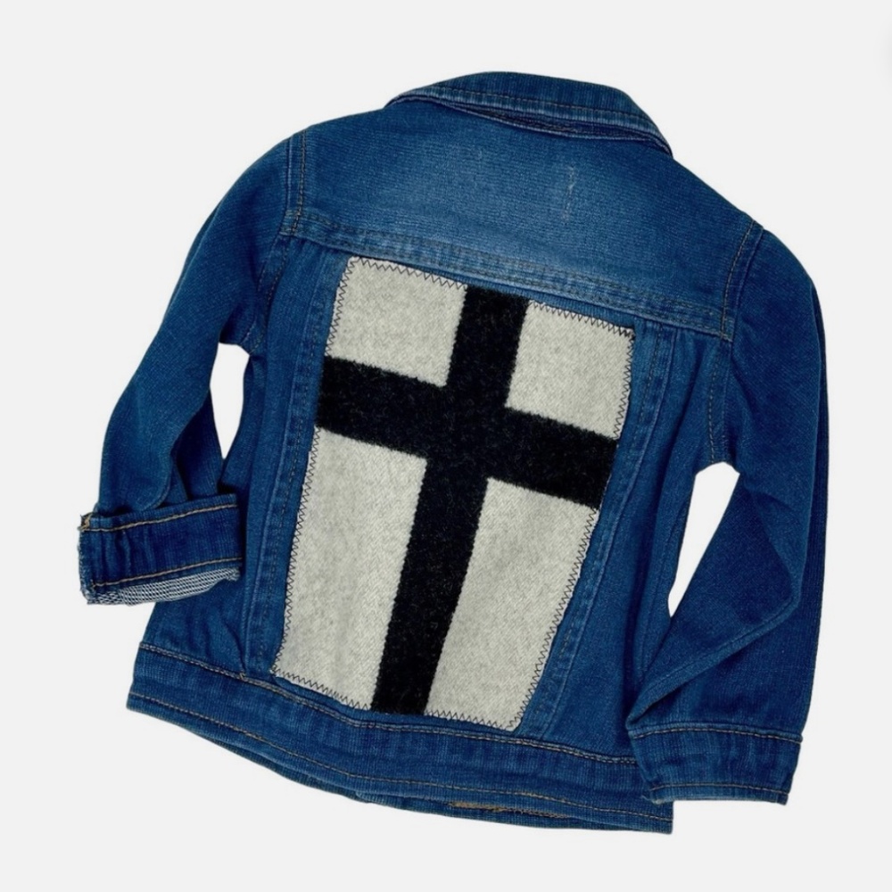 New Denim jacket upcycled with Pendleton wool - 12 Mos